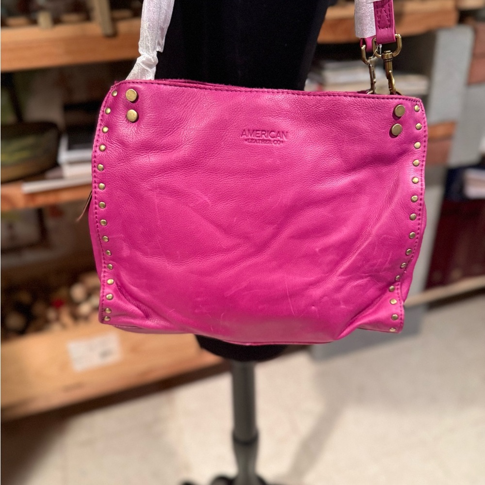 NWT American Leather Pink Studded Shoulder Bag - Picture 3 of 16